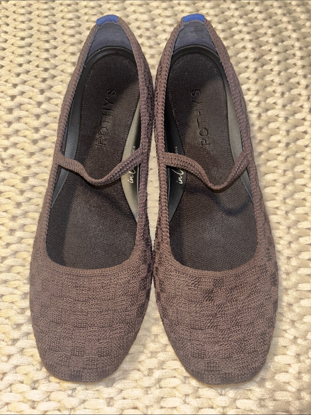 Rothy's Brown Knit Mary Jane Flats with Elastic Strap